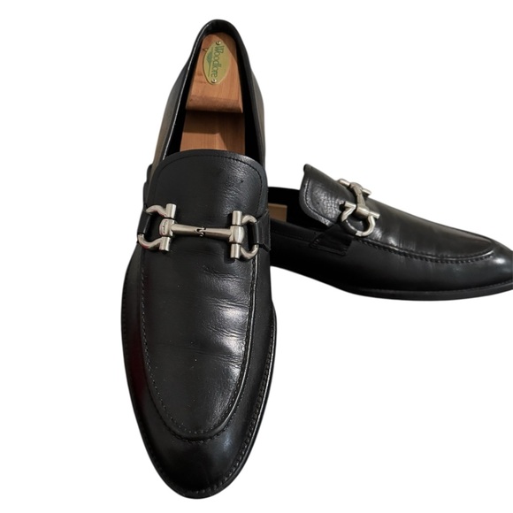 Salvatore Ferragamo Mens Loafer Moccasin GANCINI Horsebit Black Leather 10.5 D